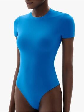 PUMIEY One-Piece Bright Pool Blue Bodysuit - Size Large